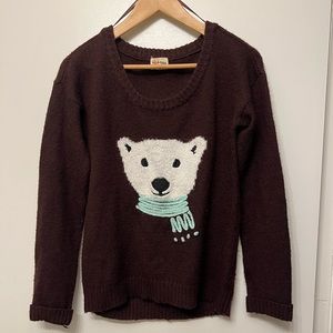 Maroon Polar bear Knit Sweater